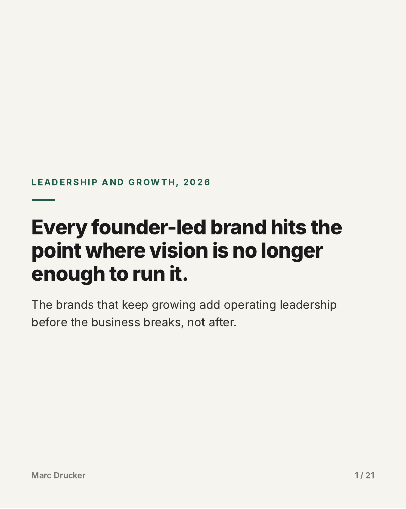 Every founder-led brand hits the point where vision is no longer enough to run it